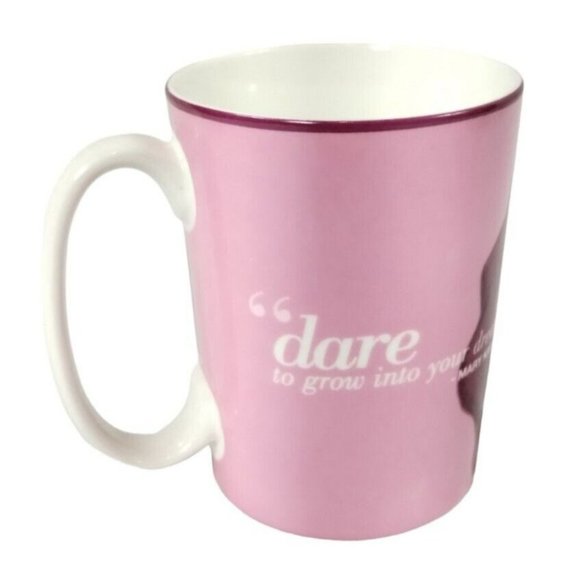 Mary Kay Ash Dare to Grow Quote Pink Porcelain Ceramic Coffee Mug and Plate Set - Picture 4 of 8